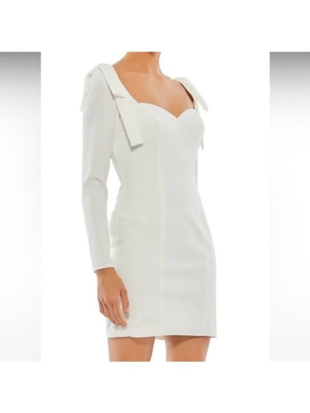 Mac Duggal Sweetheart Bow Shoulder Long Sleeve Mini Dress Size 0